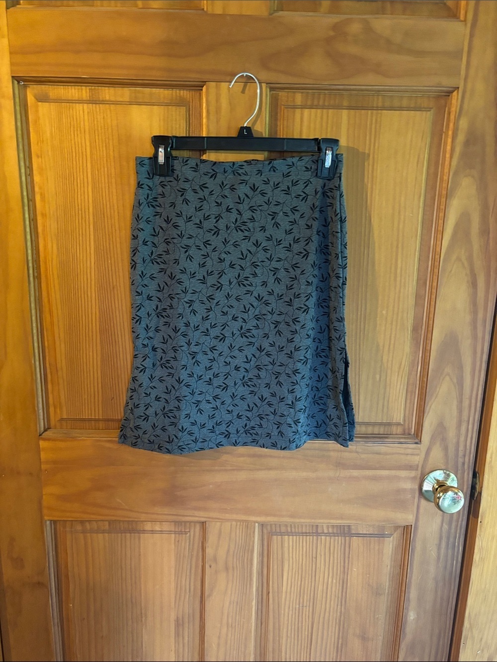Women's Black Patterned A-Line Skirt